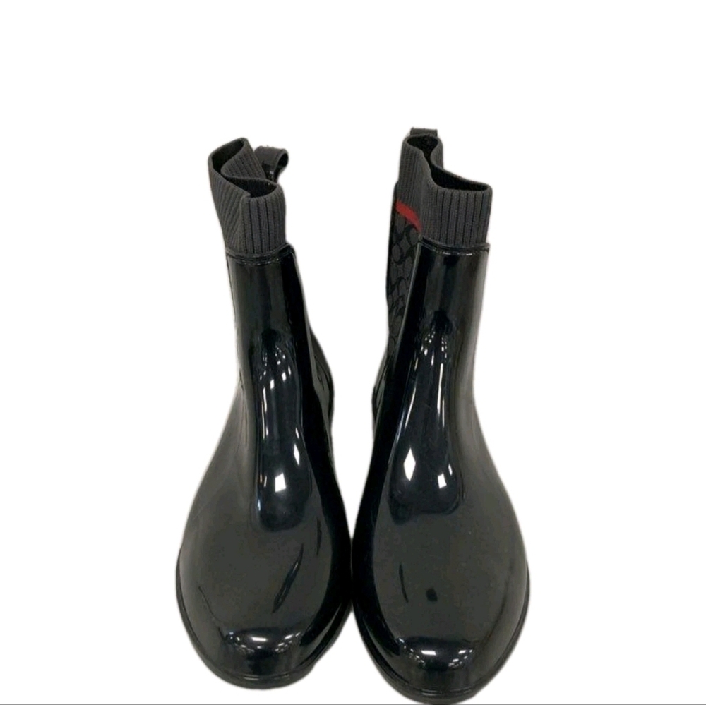 COACH Black Glossy Rain Boots Sz 11